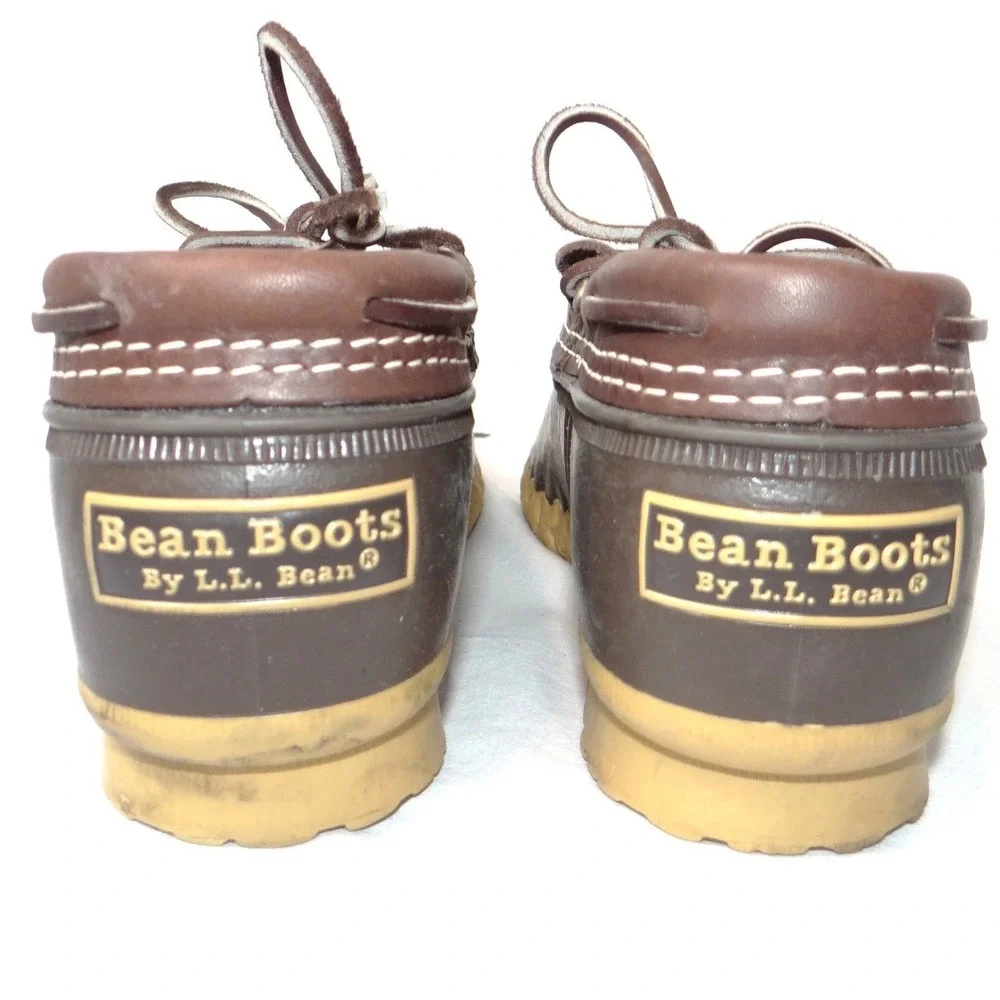 LL Bean Boots Mens 7 M Brown Leather Rubber Gumshoe Moccasin Duck Boots Made USA